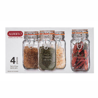  4Pcs Glass Spice Jars With Clamp Lid