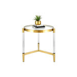 Stainless Steel With Glass Side Table Top Acrylic Feet image number 3