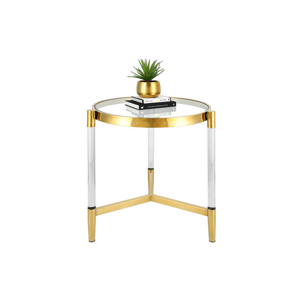Stainless Steel With Glass Side Table Top Acrylic Feet image number 3