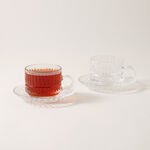Dallaty 12pcs glass tea cup with saucer image number 1