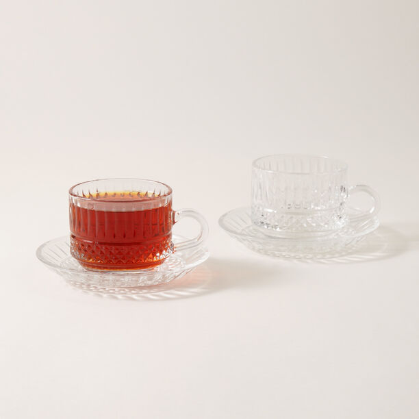 Dallaty 12pcs glass tea cup with saucer image number 1
