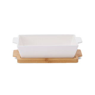 La Mesa Oven/Serving Rectangle Plate With Bamboo