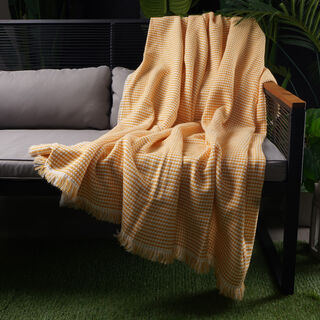 Cottage 100% Polyester Woven Blanket, Yellow 130*170Cm