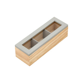 Tea Box 3 Sections Beige and Gray