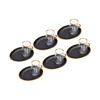 12 Pieces Tea Set Beyaz Black