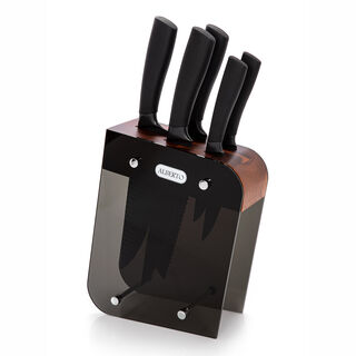 Alberto Acrylic Knife Block With Wood Stainless Steel Knives Set