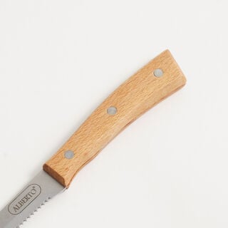Alberto stainless steel steak knife 4.5" with wooden handle, brown