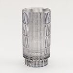 Homez light grey ribbed glass vase 14*14*27.6 cm image number 1