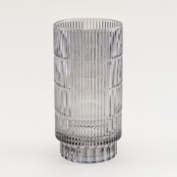 Homez light grey ribbed glass vase 14*14*27.6 cm image number 1