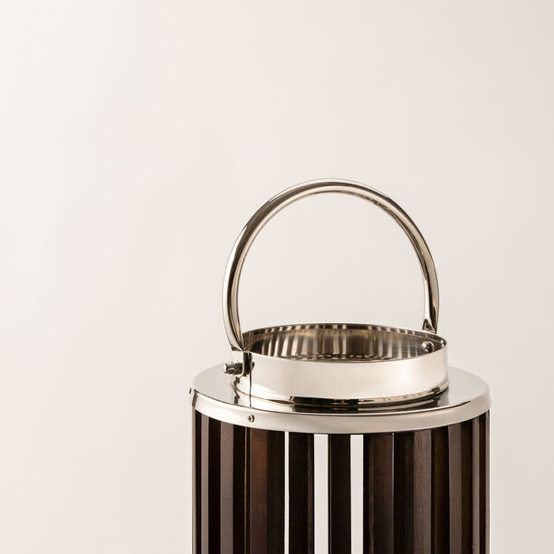 Homez stainless steel silver wood lantern 23*69 cm image number 2