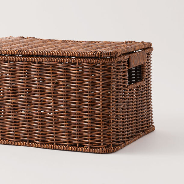 Homez synthetic plastic basket, brown 33*23*17cm image number 3