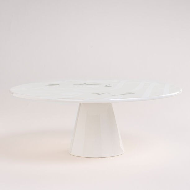 La Mesa white porcelain cake stand with caligraphy image number 1