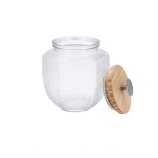 GLASS STORAGE JAR with wooden