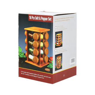 16Pcs Glass Spice Jars With Wood Stand