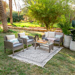 4 Pieces Set Natural Rattan Grey image number 0