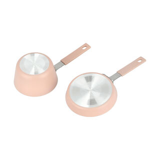 2Pcs Mini Set Frypan + Sauce Pan Pink