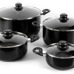 Alberto Nonstick Cookware Set   W/Glass Lid  8Pcs Set  Black Color (18/22/26/30Cm) image number 1