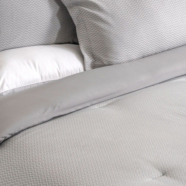 Cottage chevron 3pc comforter set full 160*240cm microfiber grey image number 2