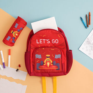 Large backpack with pencil case  ,15 inches , Race