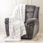 Contrast ribs jacquard flannel blanket 150*200cm white image number 0