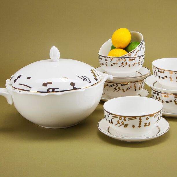 طقم شوربة بورسلان 14 قطعة من لاميسا image number 3