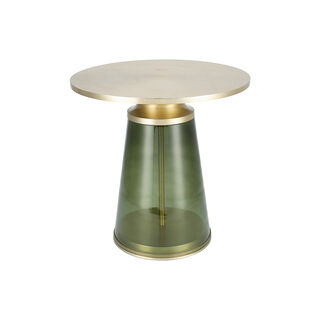 Side Table Gold Top Glass Base 46*46 cm