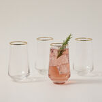Set Of 4 Clear Ribbed Tumbler With Gold Rim image number 3