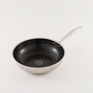 Mister Cook Titan Tri Ply Stainless Steel Wok 32 Cm, Silver
