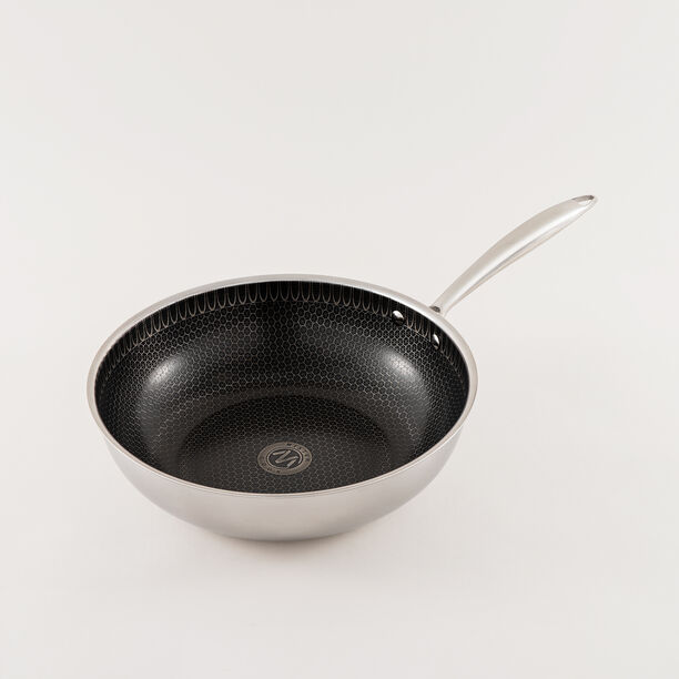 Mister Cook Titan Tri Ply Stainless Steel Wok 32 Cm, Silver image number 0