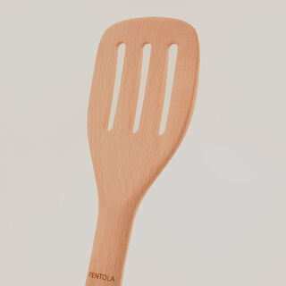 Pentola wood slotted turner, silicone handle, green 30*7.9*1.5 cm