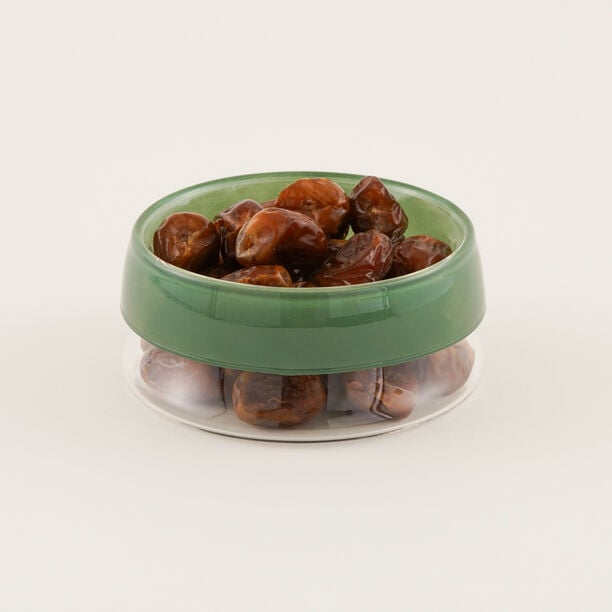 دلتي طبق تمر زجاجي 12.5*6سم، أخضر image number 0