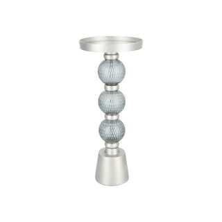 Drink Table Silver Mirror Top Grey Grass Base 46 *43 cm