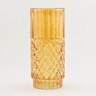 "Homez dark brown diamond pattern glass vase 15*15*34.3 cm