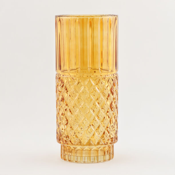 "Homez dark brown diamond pattern glass vase 15*15*34.3 cm image number 0