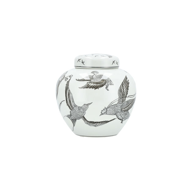 Decorative Jar White And Bird Pattern 23 *23 * 23 cm image number 1