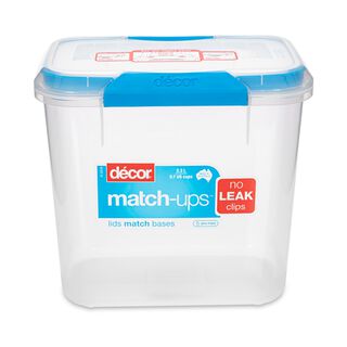 Decor Plastic Food Saver Tall Rectangle Shape V: 2.3 L Blue Lid ( Match Ups Clips)