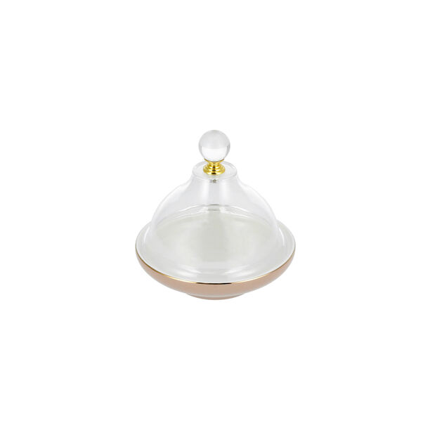 Dallaty beige porcelain date bowl with lid 13*13*12 cm image number 1