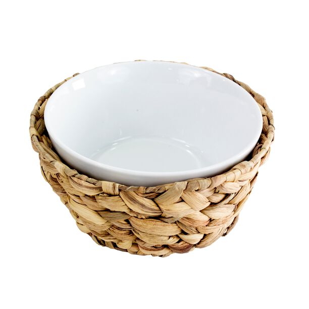 La Mesa Porcelain Oven/Serving Round Bowl With Rattan Basket image number 0