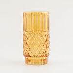 هومز فازة زجاج بني داكن بنقشة ماسية 14*14*27.6 سم image number 0