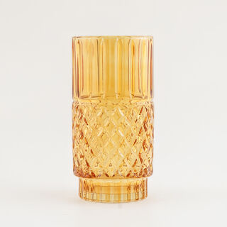 "Homez Dark Brown Diamond Pattern Glass Vase 14*14*27.6 cm