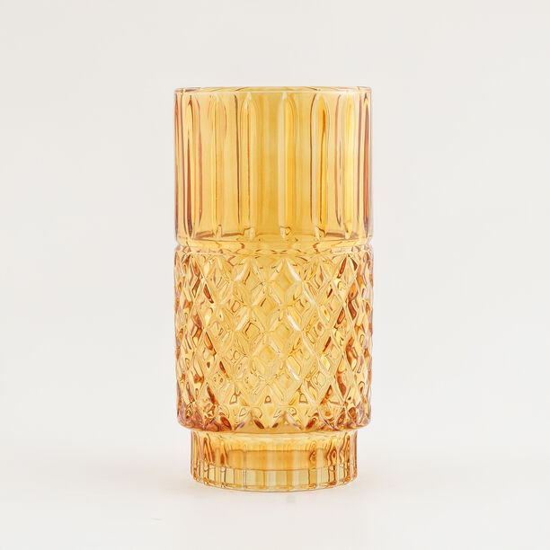 هومز فازة زجاج بني داكن بنقشة ماسية 14*14*27.6 سم image number 0