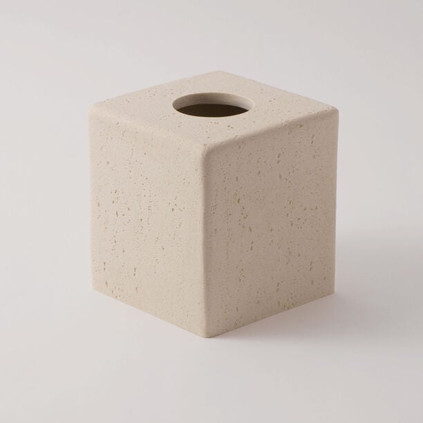 Homez Polyresin Tissue Cover Box, Beige 14.5*14.5*15.5Cm image number 0
