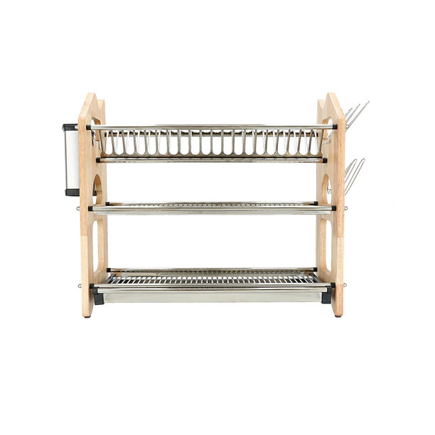 3 Layer Stainless Steel Dish Rack With Wood 55cm Alberto image number 0