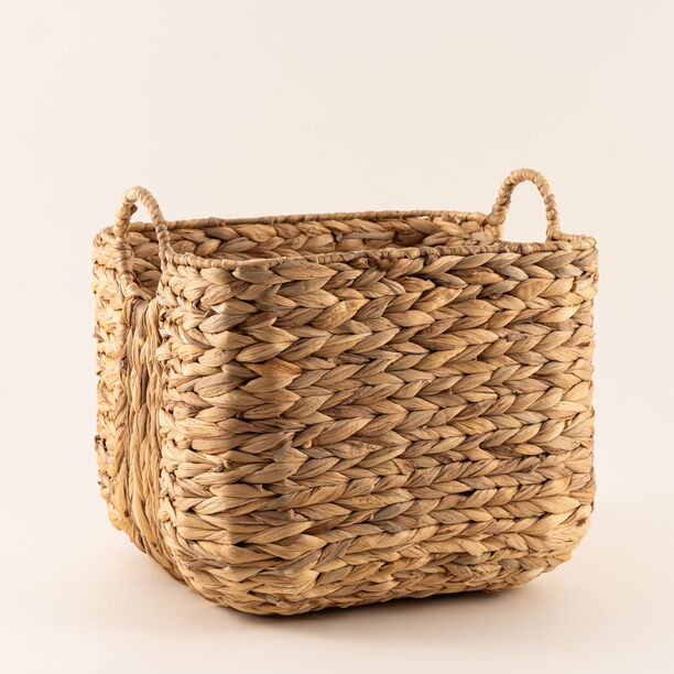Homez water hyacinth storage basket woven 30*30*30cm, beige image number 1