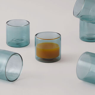 Dallaty 6 Pieces Glass Coffee Cup Set, Blue