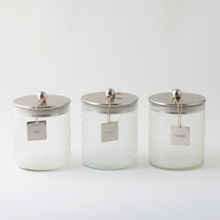 Alberto glass canister set 3pcs 12*12*14cm, silver