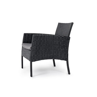 Patio Set Of 4 Natural Rattan Black