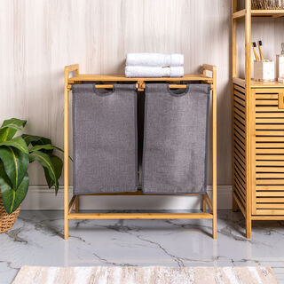 Bamboo Double Laundry Basket