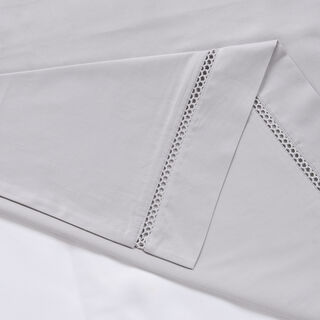 Boutique Blanche Ladder Lace Duvet Cover Set 100% Cotton 300Tc Light Grey 200*200 Cm