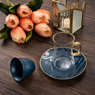 Arabic Tea and Coffec Set 18Pc Porcelain Mattglow Blue